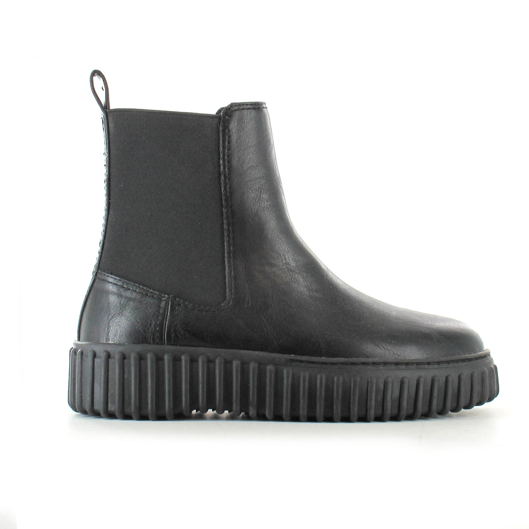 LADIES BLACK CHUNKY FLATFORM ANKLE BOOTS