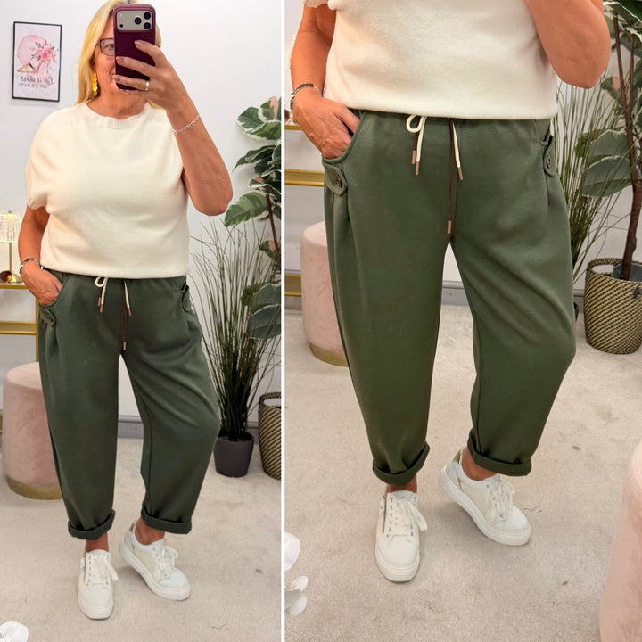 Ladies Fashion Casual Scuba Jogger Trousers - Wine, Mocha, Black & Khaki