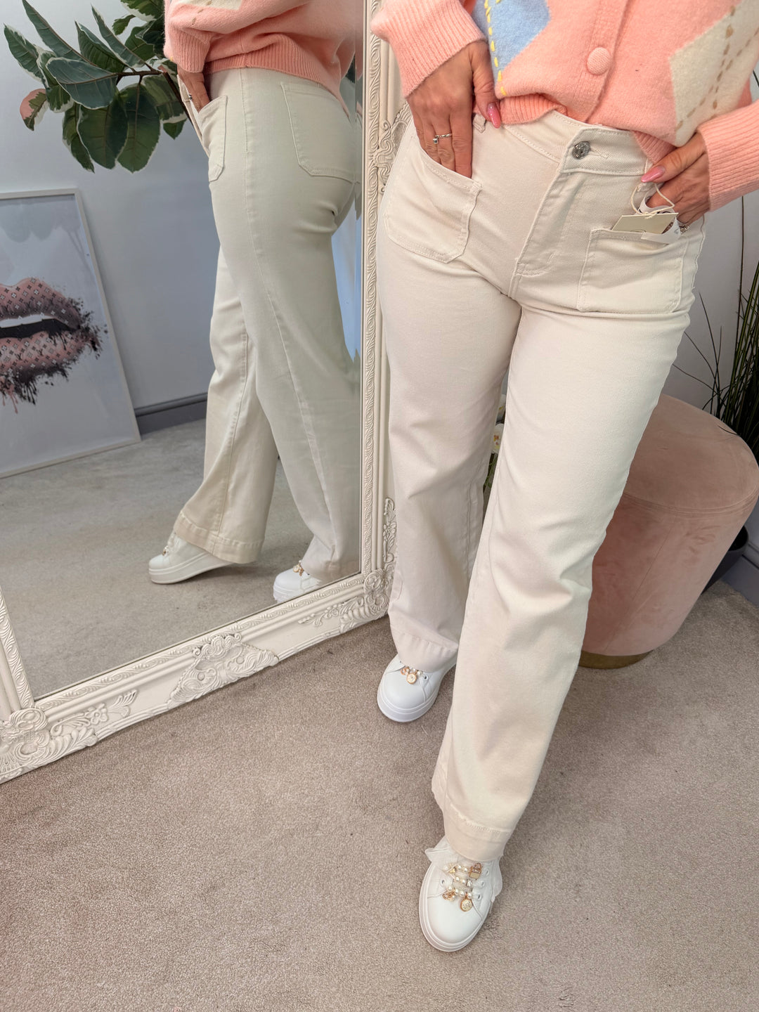 The MIMI beige jeans - sizes 6 to 14