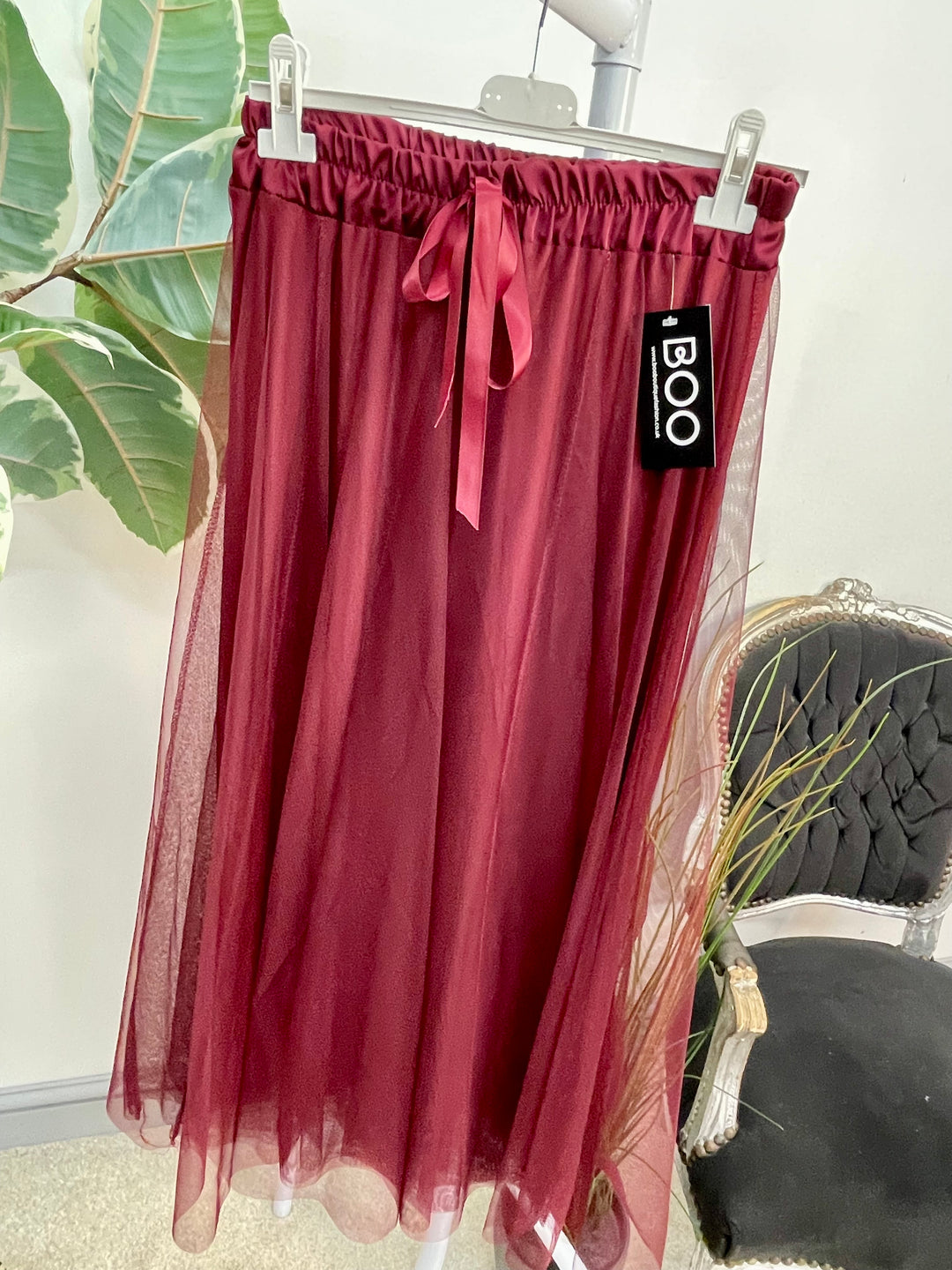 LADIES NET FAIRY MAXI SKIRT - RUST, BLACK, BROWN, BERRY