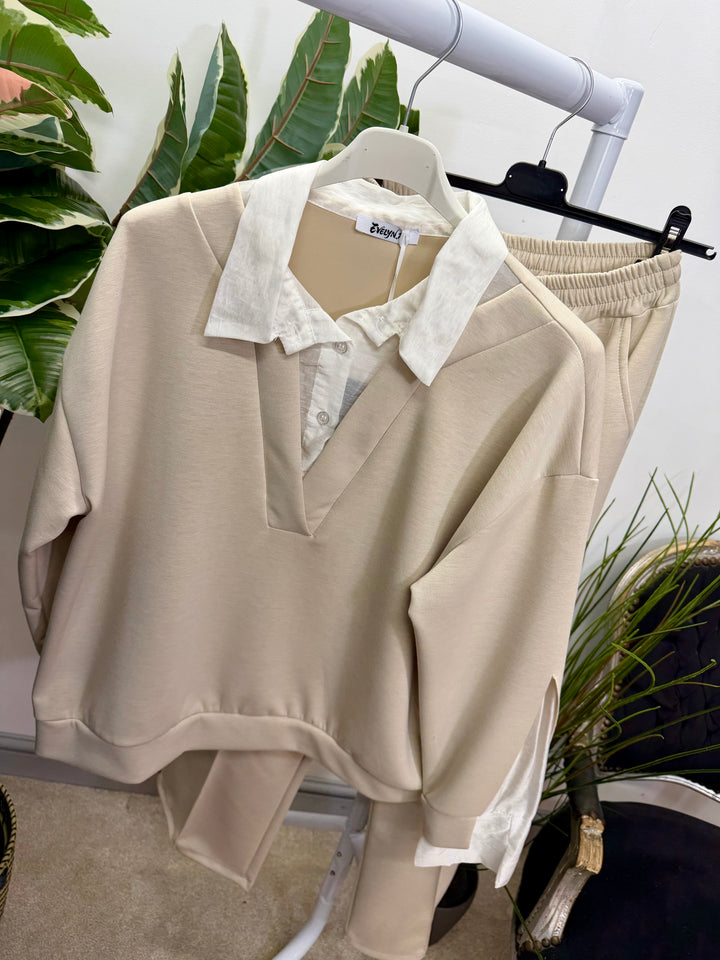 LADIES STRAIGHT LEG TROUSER CO ORD SET - LEMON, PINK, BEIGE, BLUE & BLACK