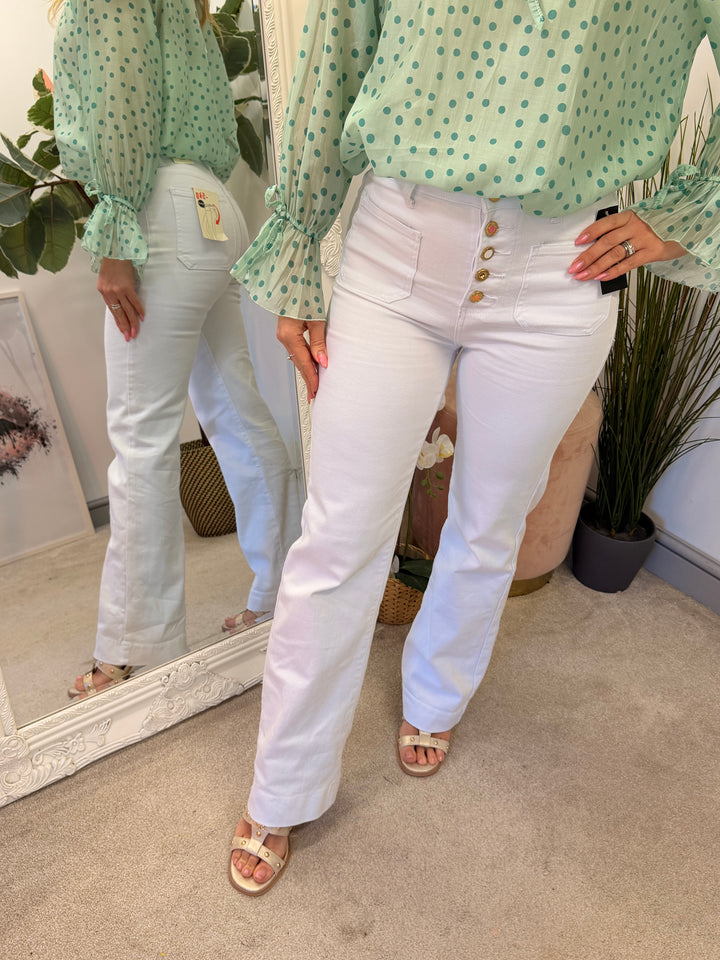 The MINNY white wide leg jeans - sizes 8 to 14