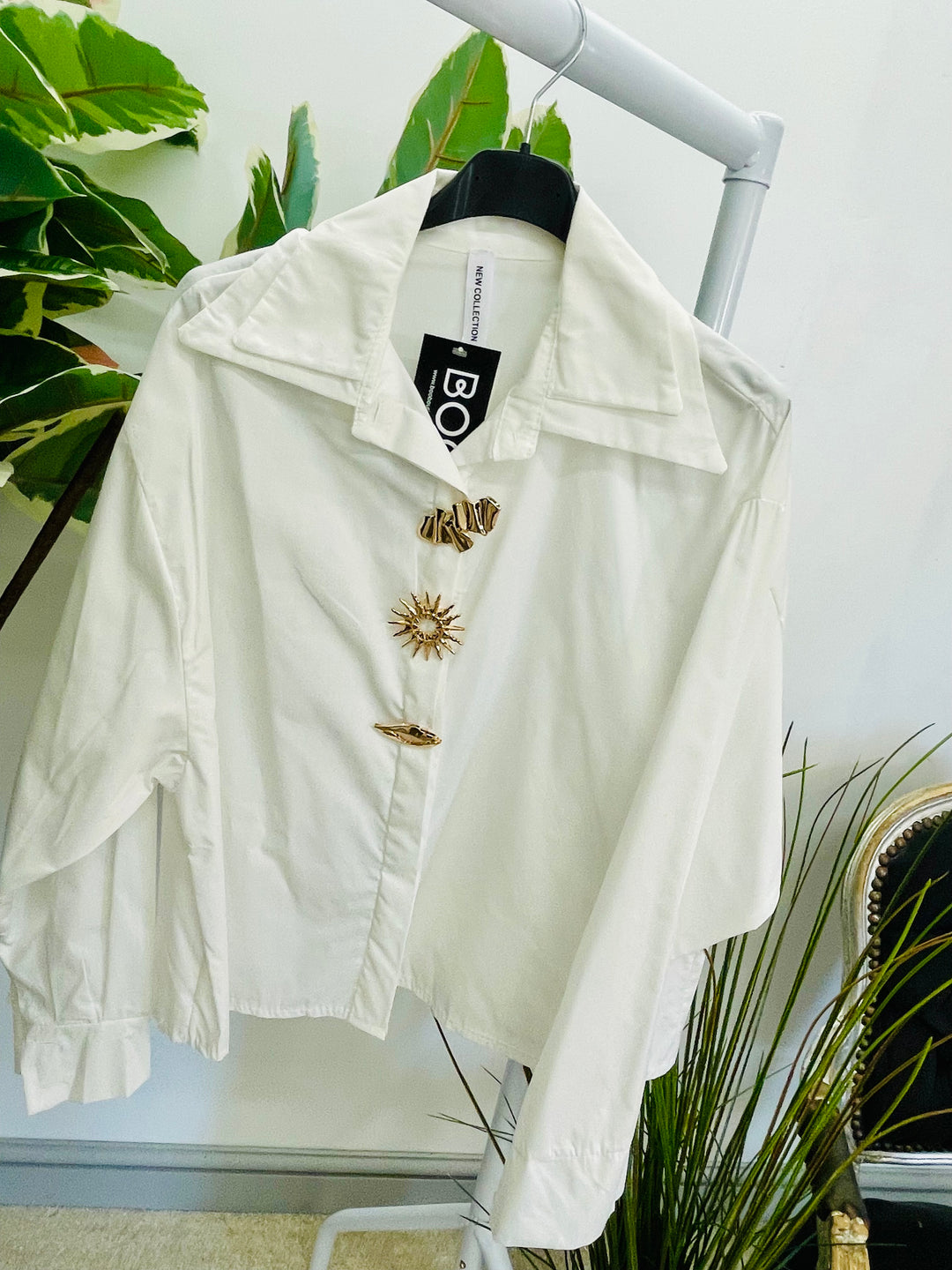 LADIES COTTON CROPPED SHIRT BLOUSE - WHITE, WINE, BROWN & BLACK