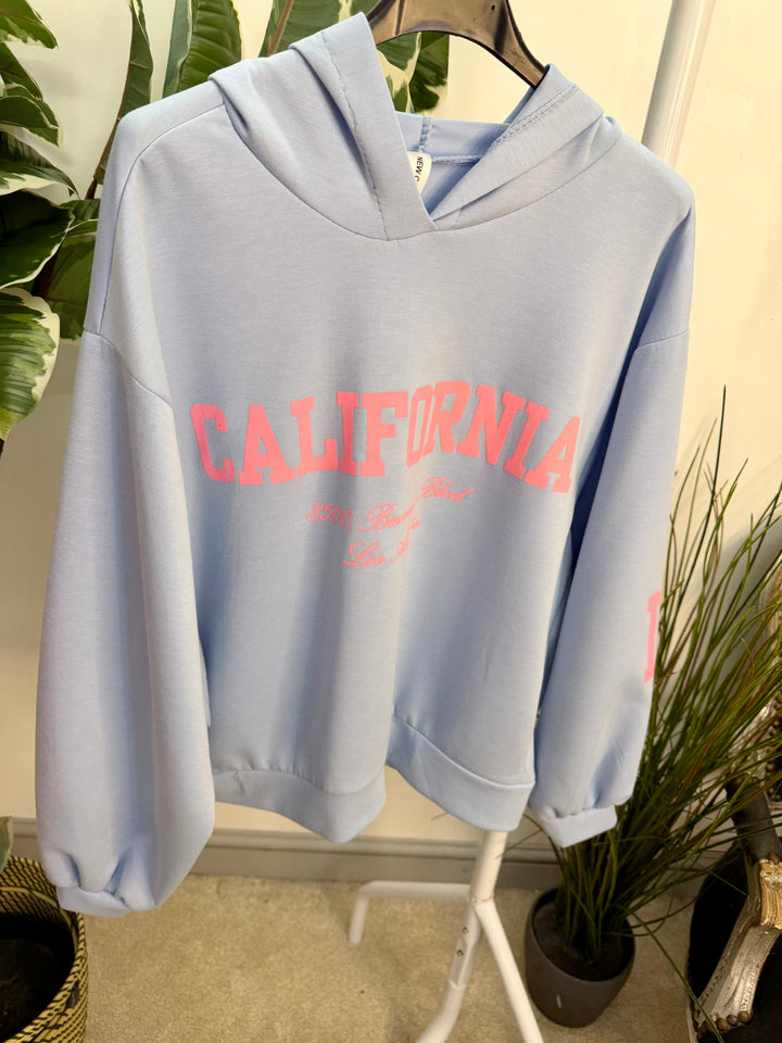 LADIES SCUBA CALIFORNIA SWEATSHIRT TOP - PINK, BLUE & LEMON