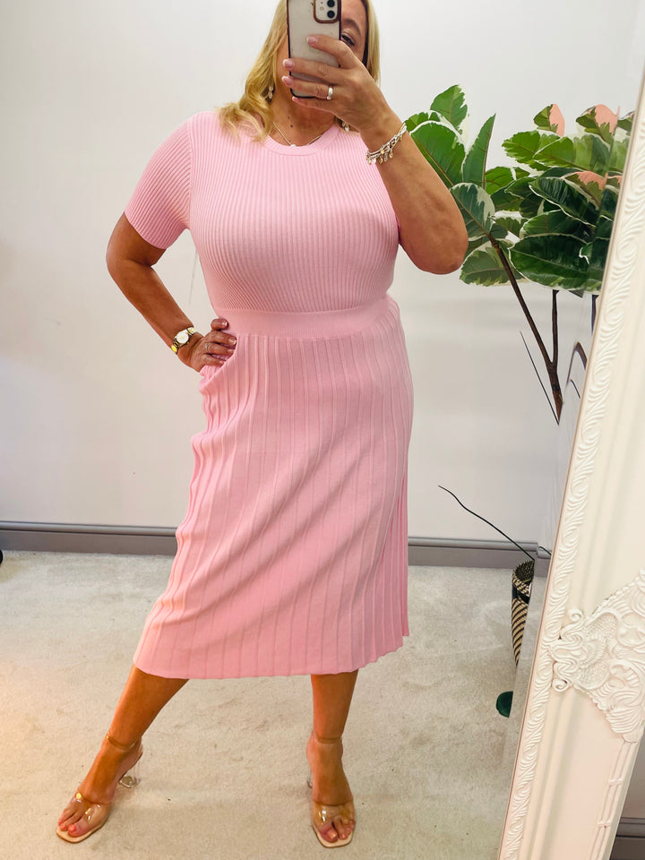 The DEVON knitted maxi dress - one pale blue only