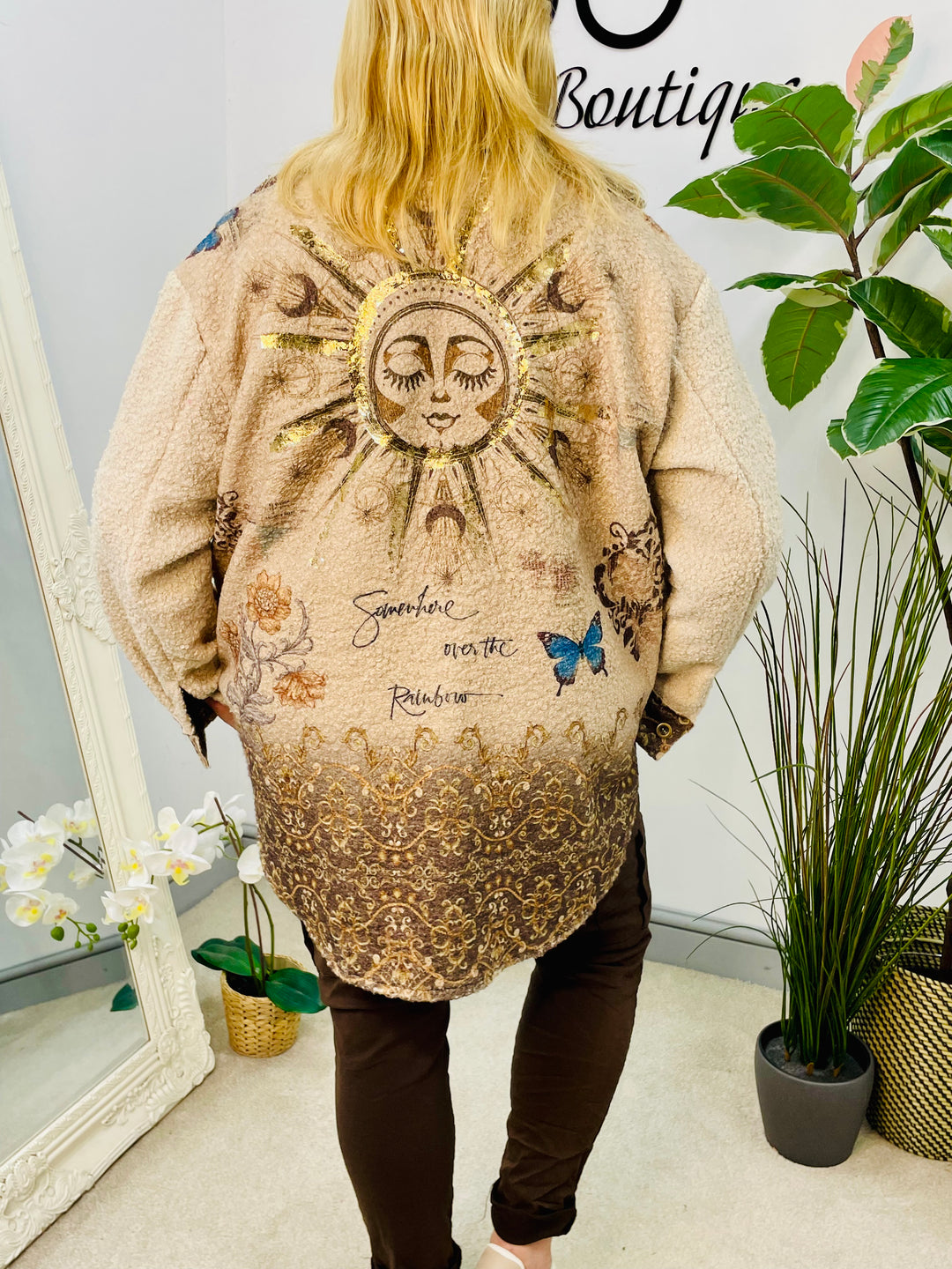 LADIES BEIGE BOUCLE JACKET SHACKET 