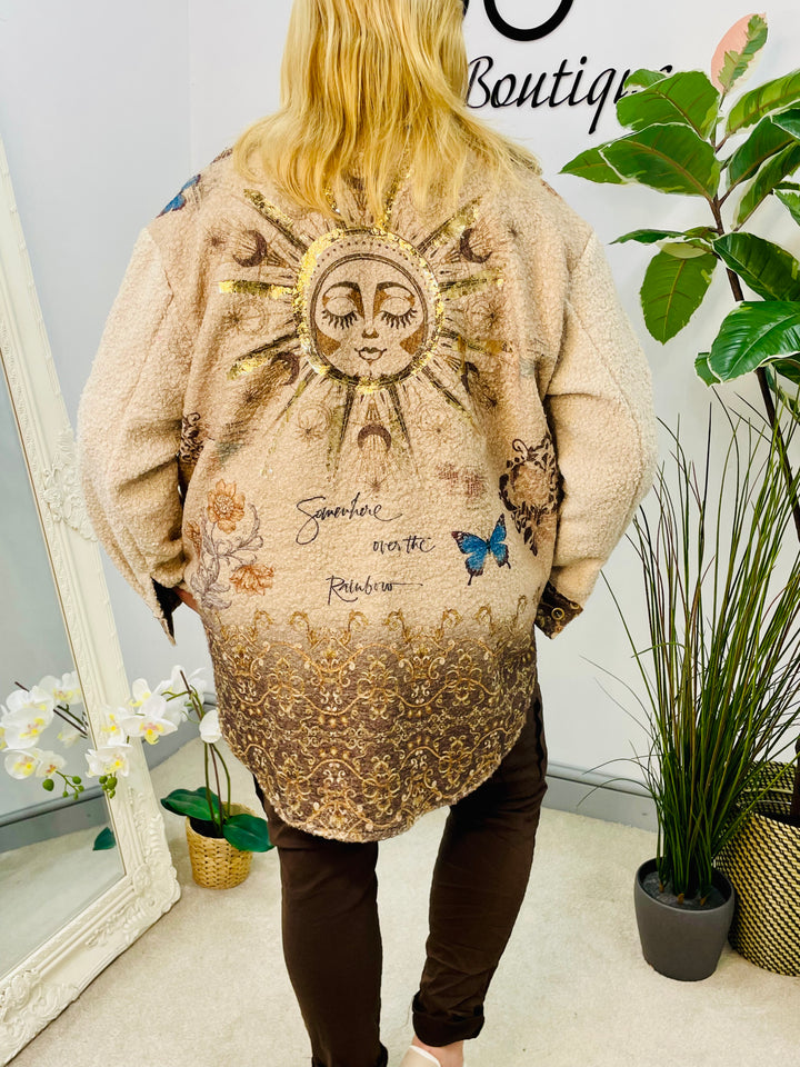 LADIES BEIGE BOUCLE JACKET SHACKET 
