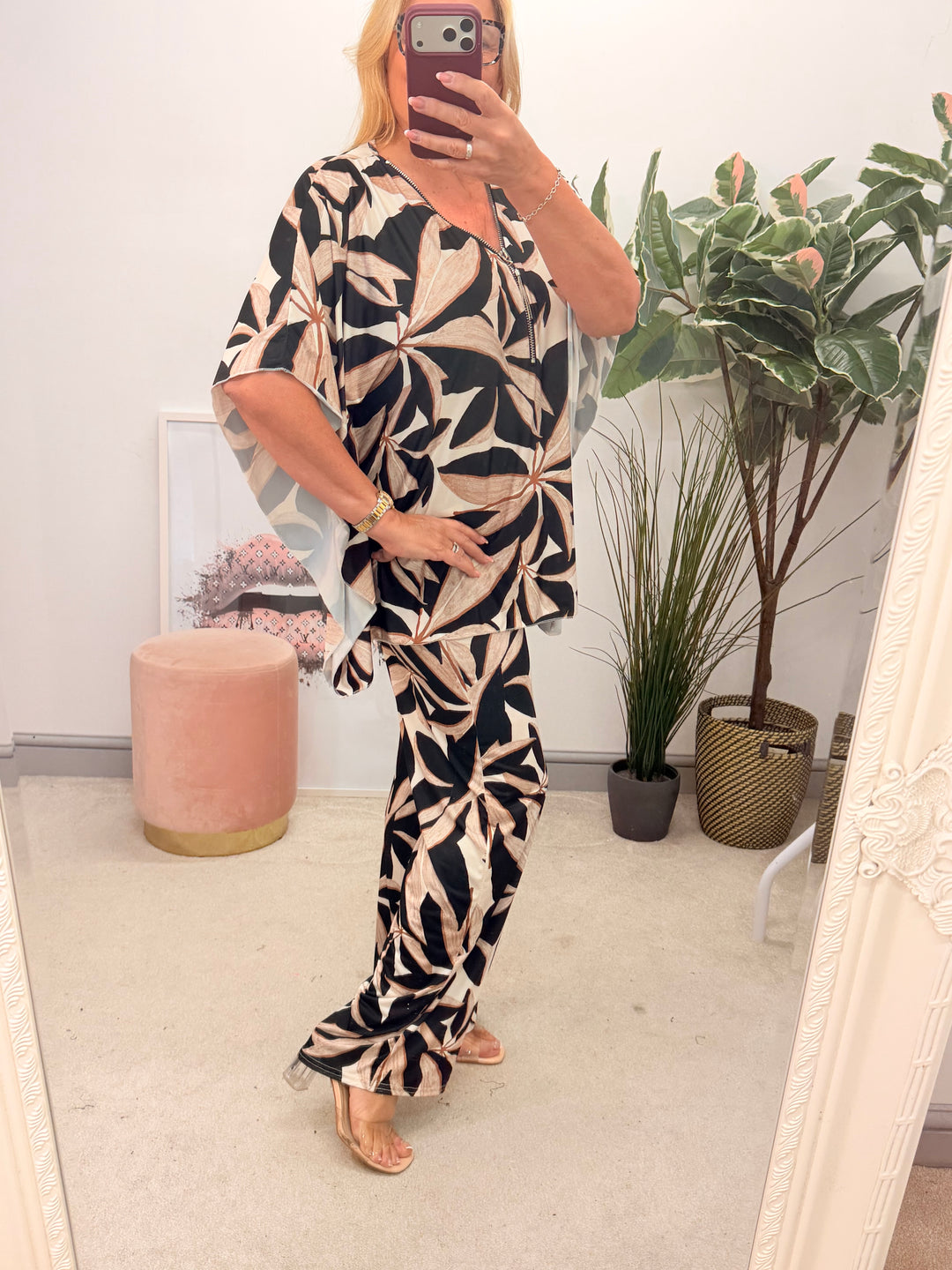 Ladies Black Wide Leg Trouser Co Ord Set