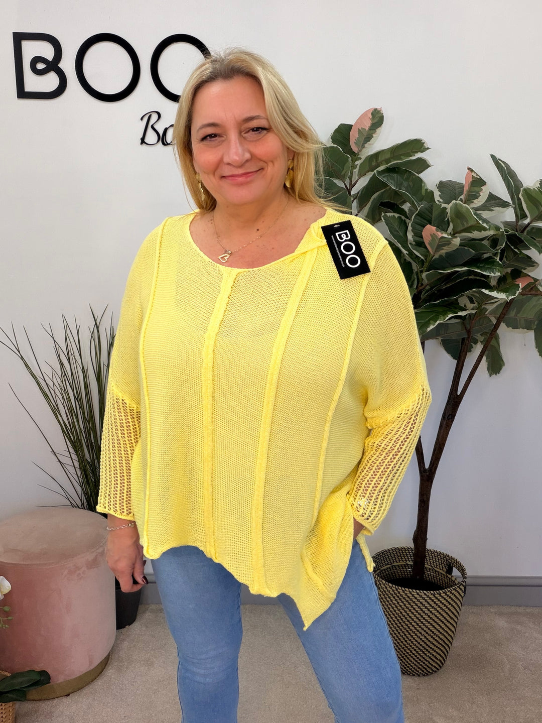 Ladies Fashion Oversize Top - yellow, beige, pink, white, fuschia and blue