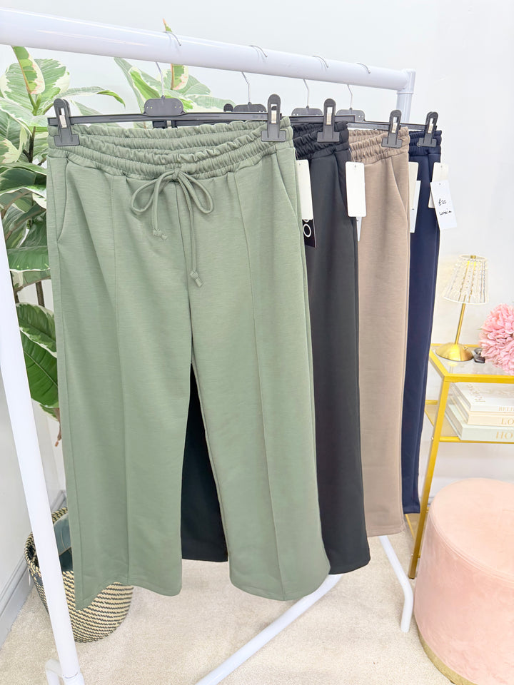 Ladies Fashion Petite Scuba Straight Leg Trousers - Black, Navy, Khaki & Mocha