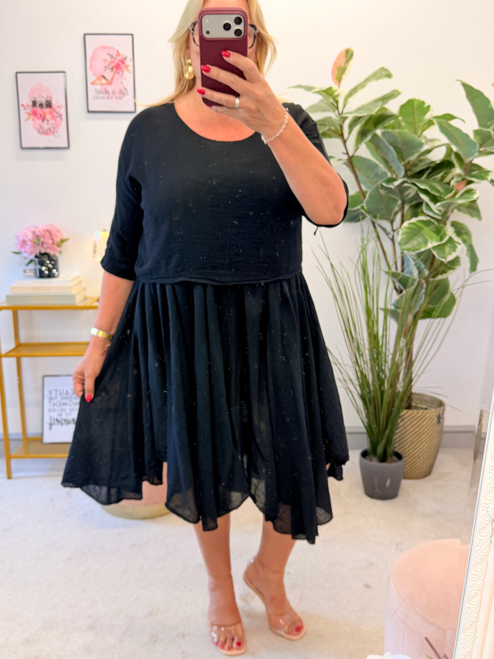 Ladies Cotton Summer Dress & Top Co Ord - White, Black, Orange