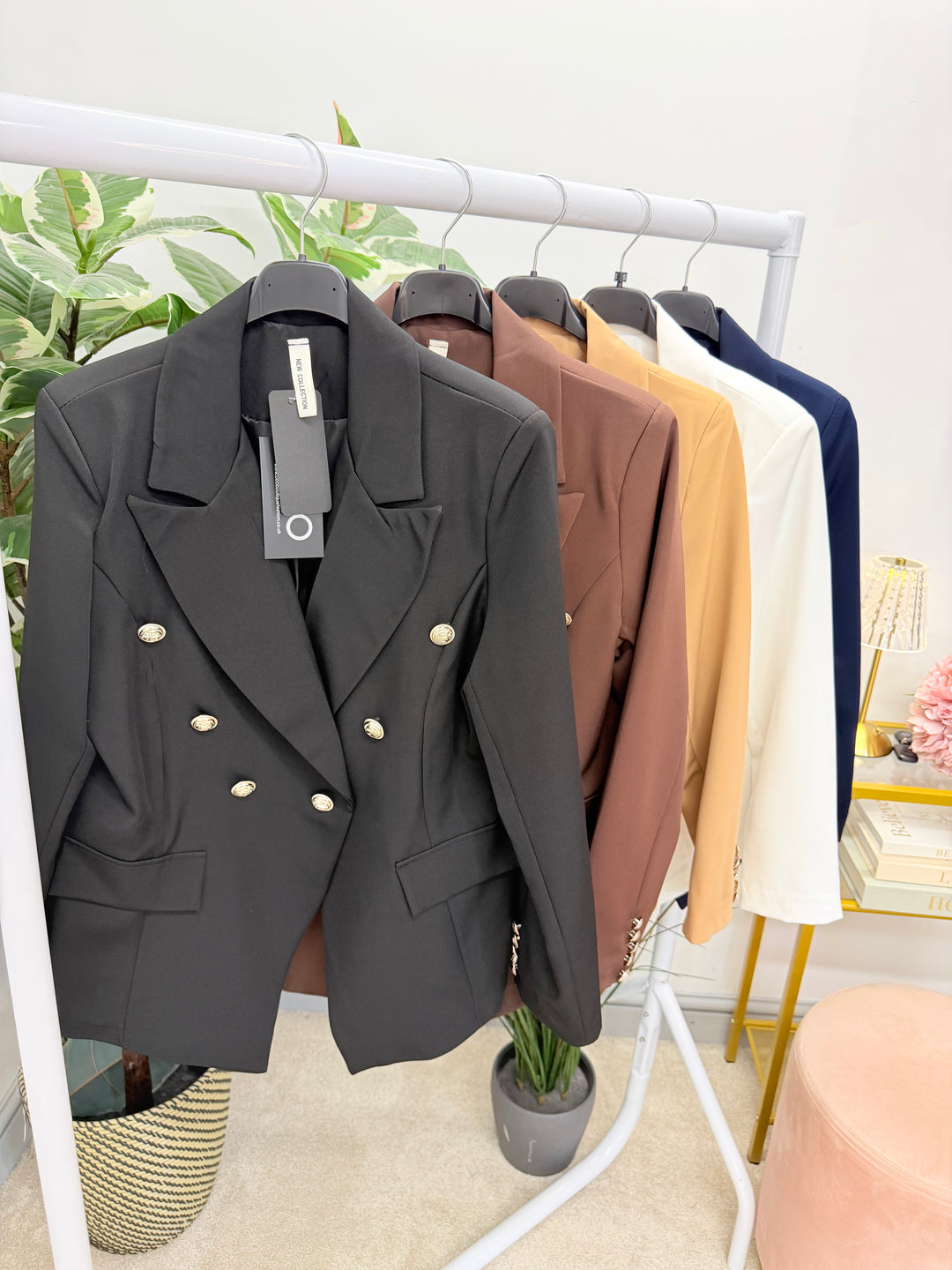 Ladies Fashion Blazer - White, Black, Navy, Brown & Camel