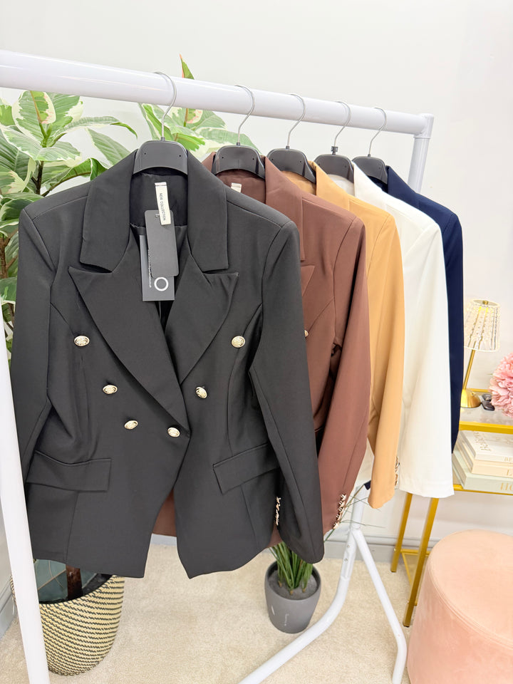 Ladies Fashion Blazer - White, Black, Navy, Brown & Camel
