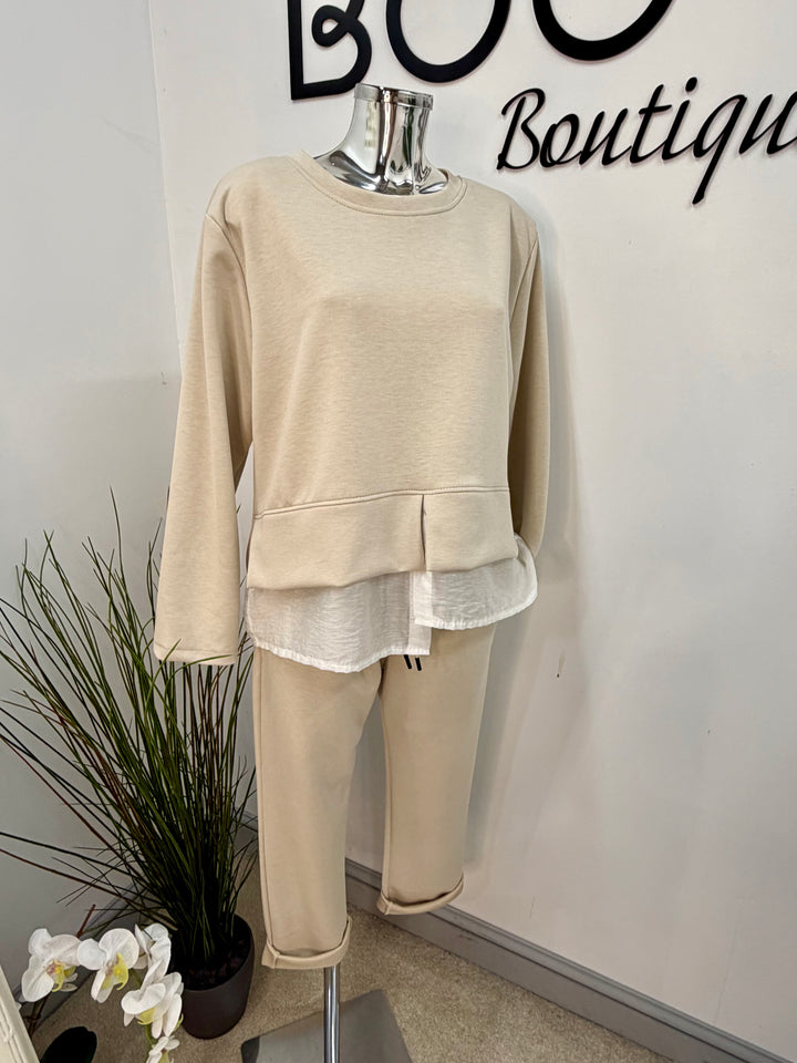 LADIES SCUBA TROUSER CO ORD SET - PINK, BLUE, BEIGE, BLACK, GREY