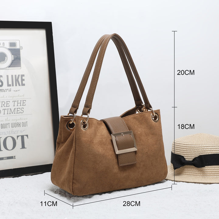 BLACK FAUX SUEDE HANDBAG ( 25457 )