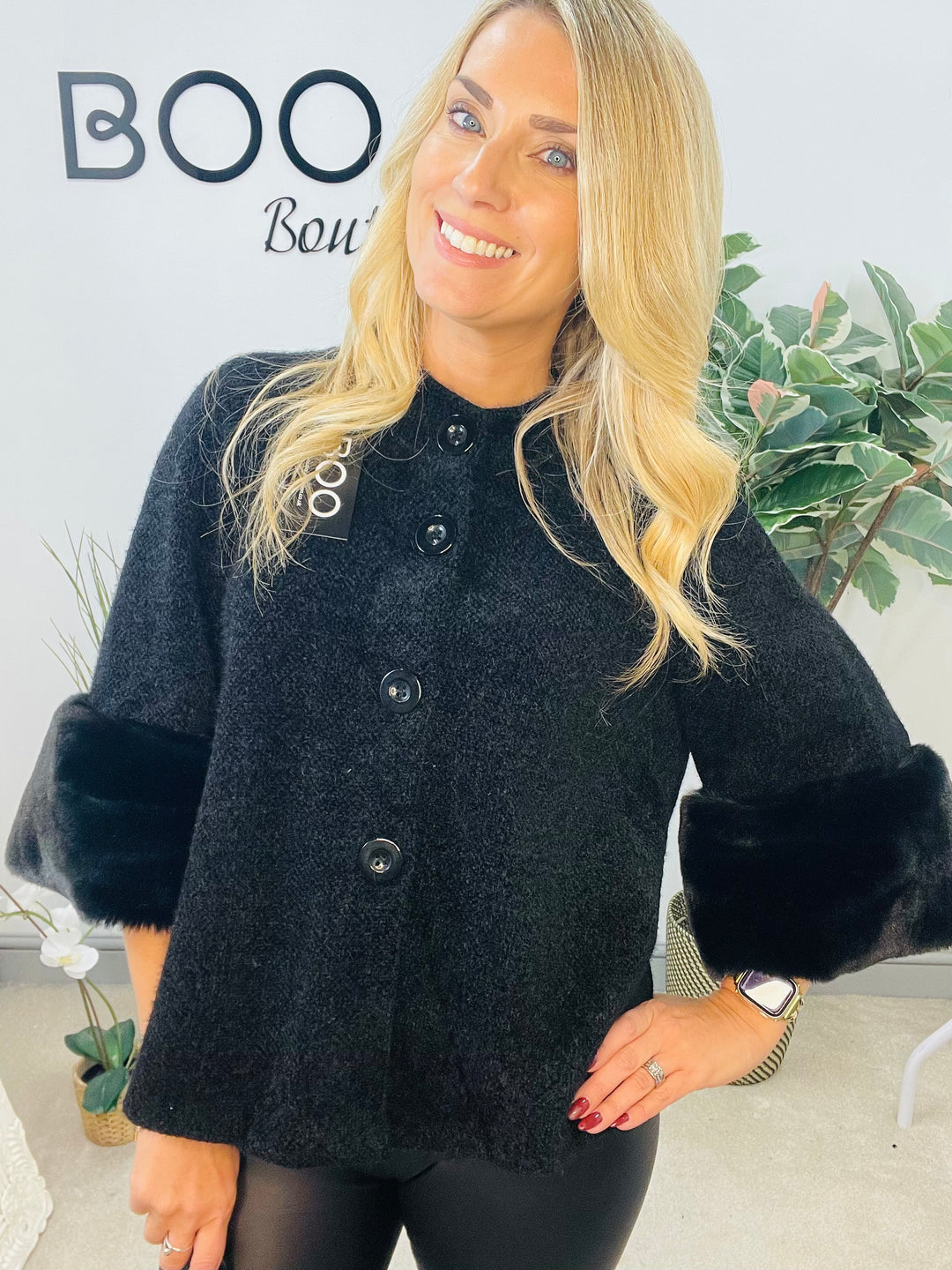 LADIES BOLERO FAUX FUR CARDIGAN JACKET - BLACK, CREAM, CAMEL, KHAKI & BROWN