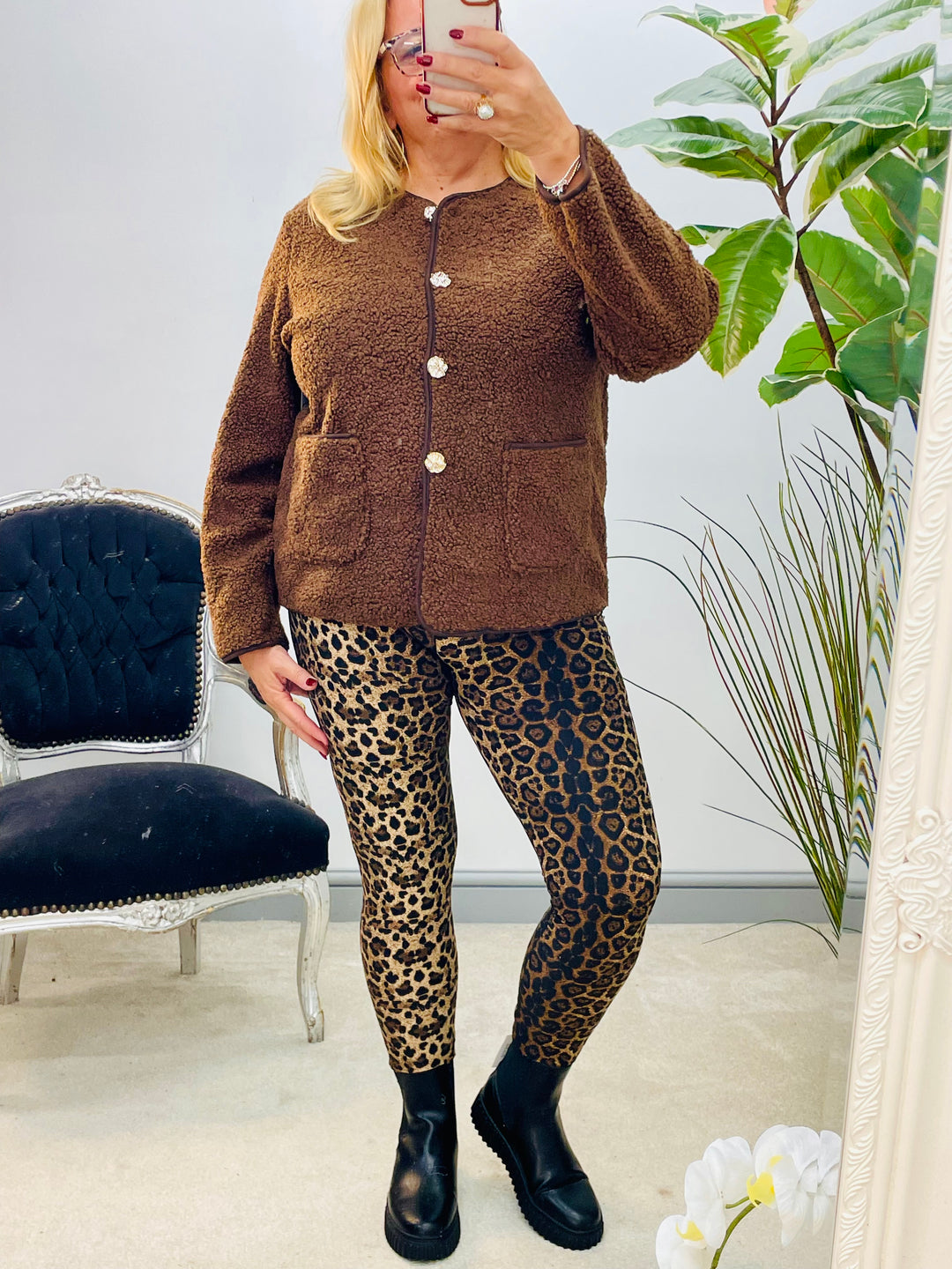 LADIES STRETCH LEOPARD PRINT LEGGINGS