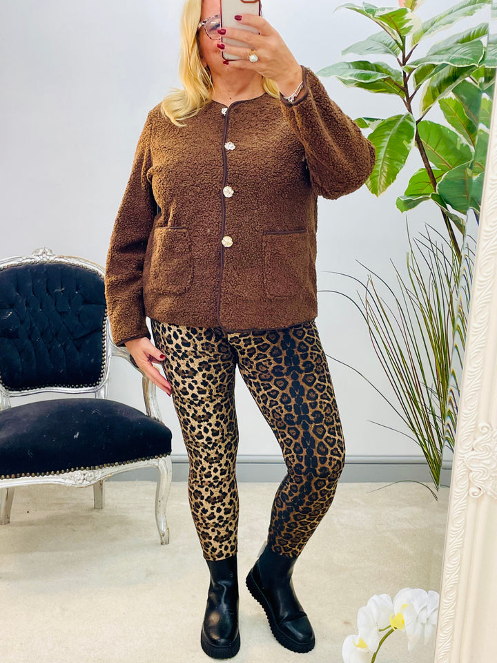 LADIES STRETCH LEOPARD PRINT LEGGINGS