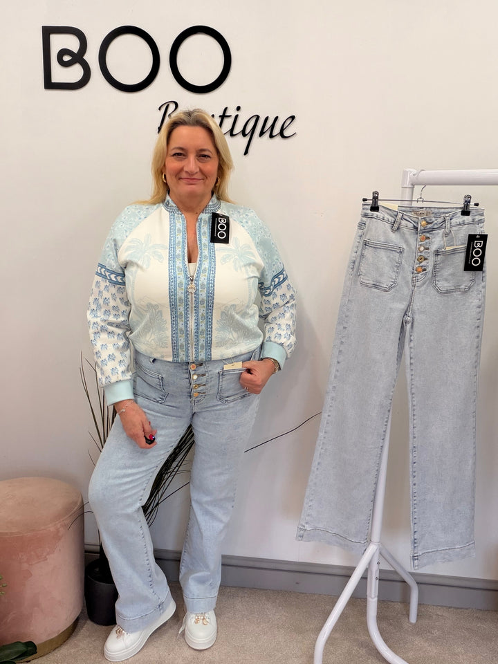 The FLO blue denim wide leg jeans - size 6 to 14