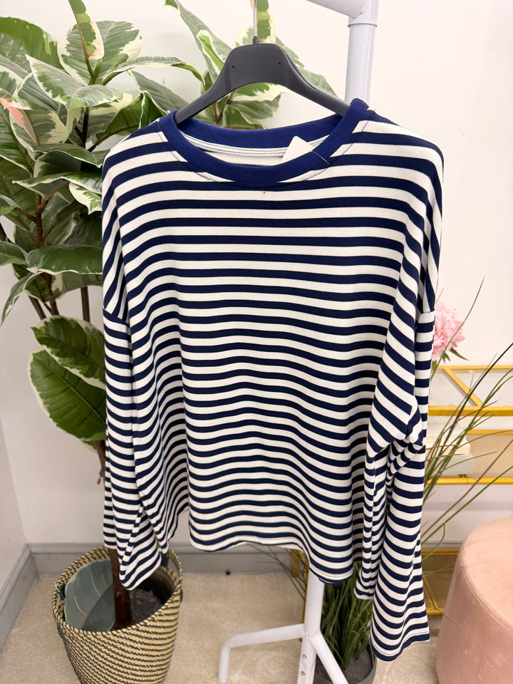 The BRONTY stripe long sleeve t shirt top - 2 colours