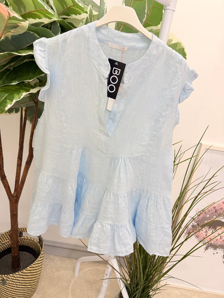 Ladies Fashion Smock Summer Top - White, Pink, Lemon, Blue