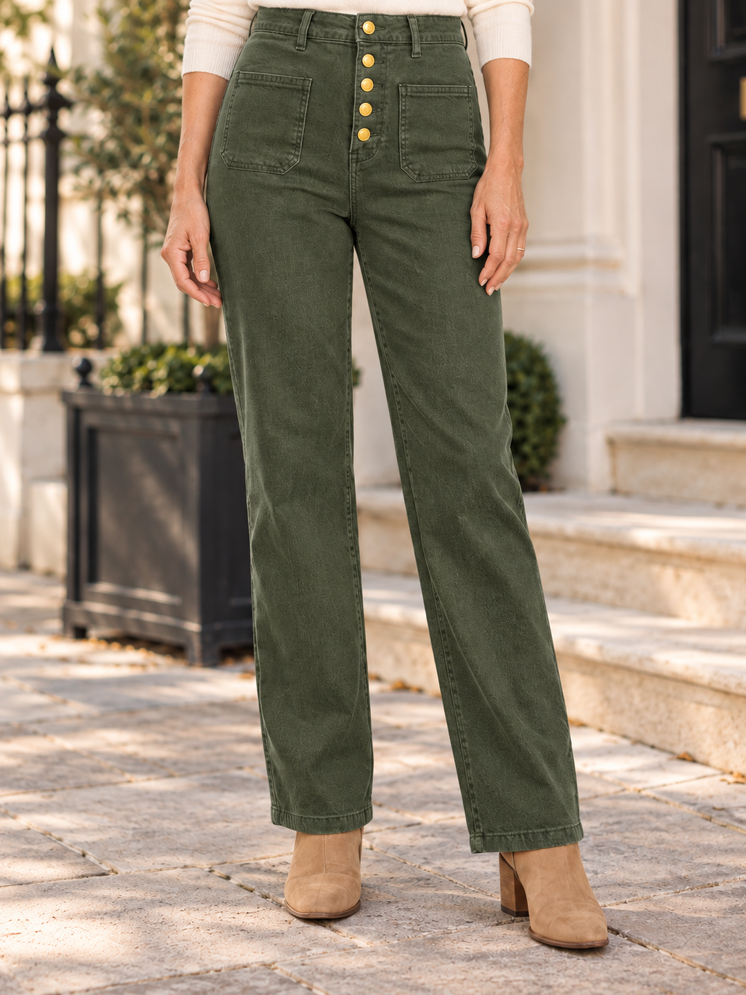 The MADDIE dark khaki wide leg jeans