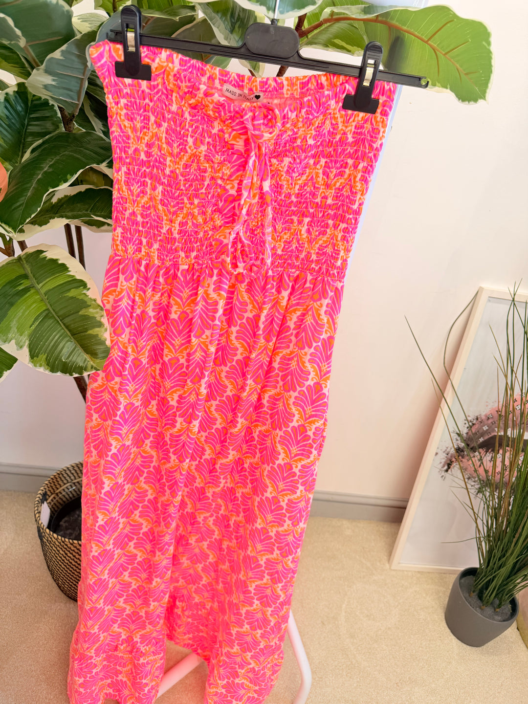 Ladies Fashion Summer Strapless Maxi Dress - Pink, Yellow, Orange, Green, Navy