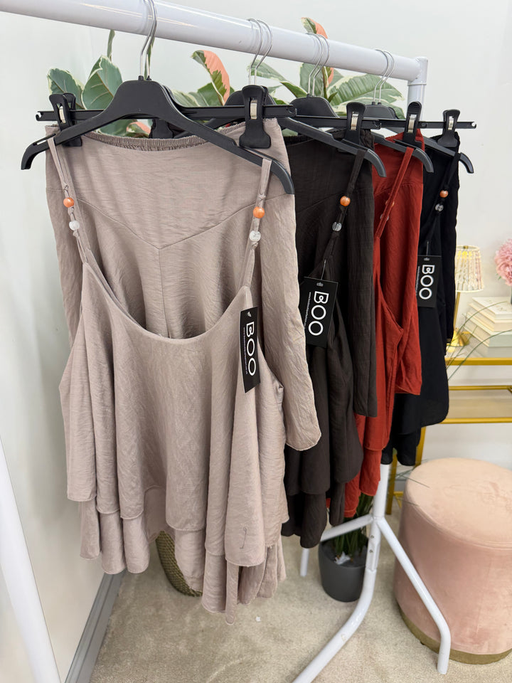 Ladies Shorts Co Ord Set - Black, Mocha, Rust & Chocolate