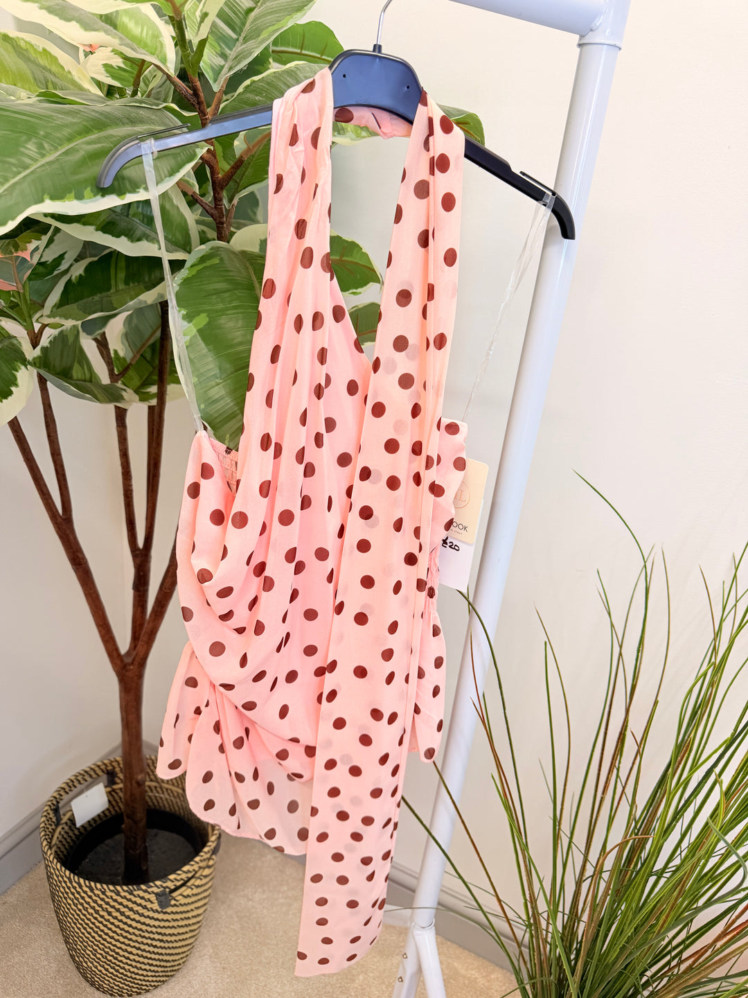 Ladies Fashion One Shoulder Polka Dot Top - Cream, Pink, Lemon