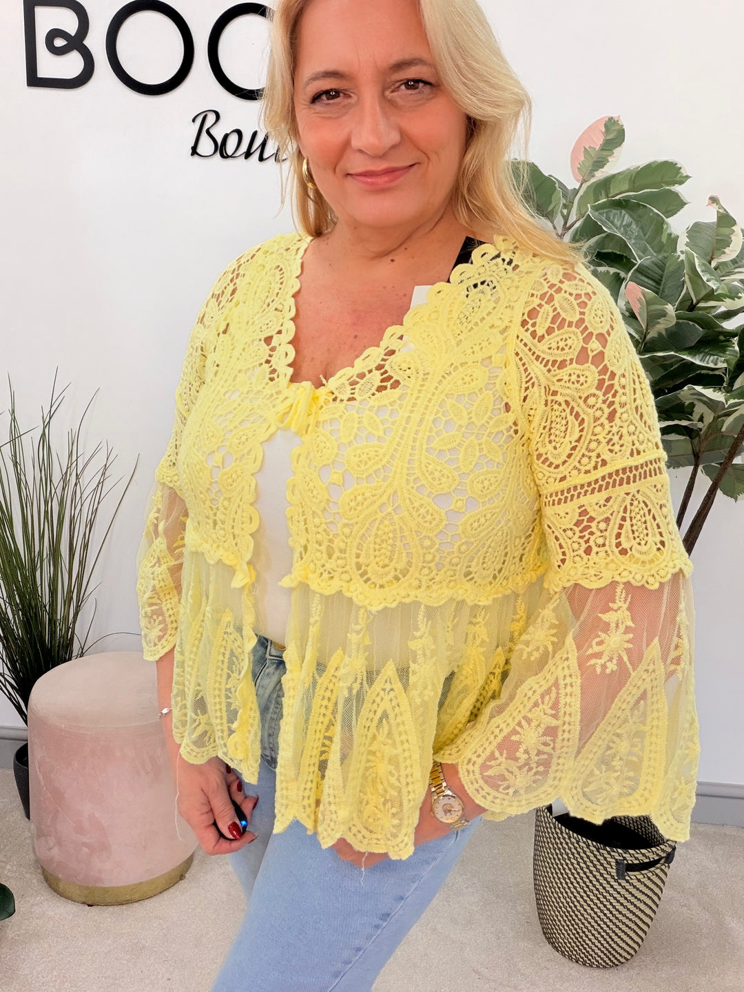 Ladies Fashion Crochet Bolero Cardigan Top - white, mint, aqua, lemon