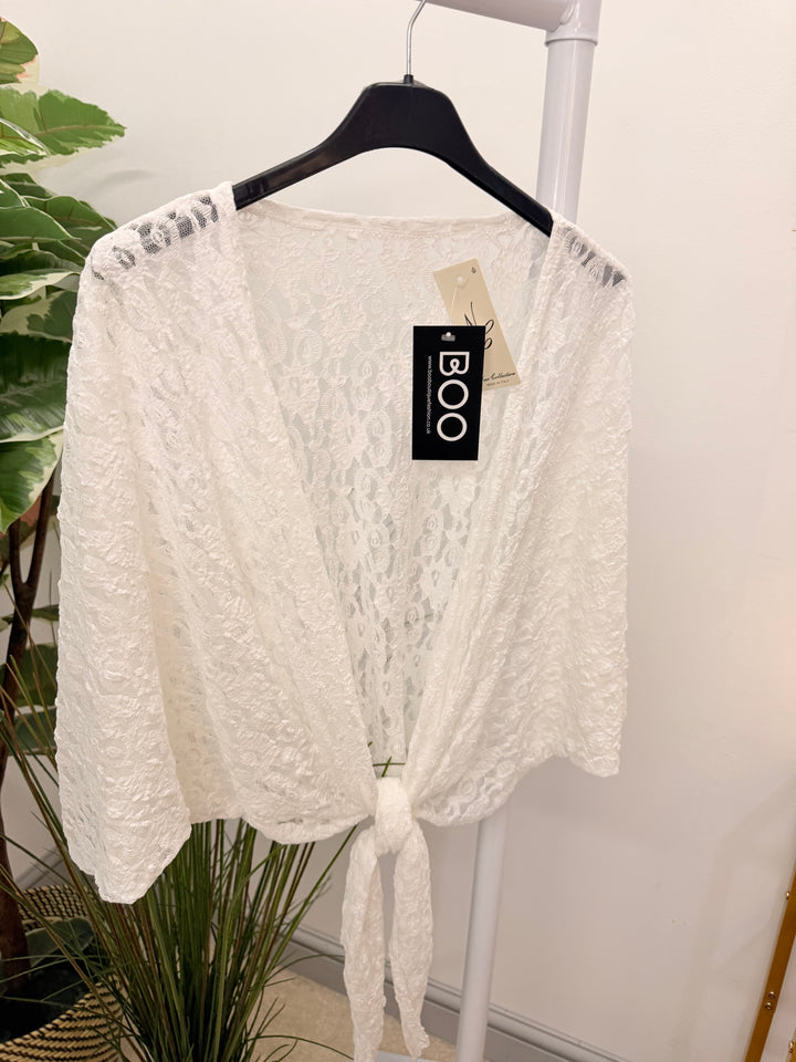 Ladies Lacy Shrug Cardigan - Black, White, Brown & Beige