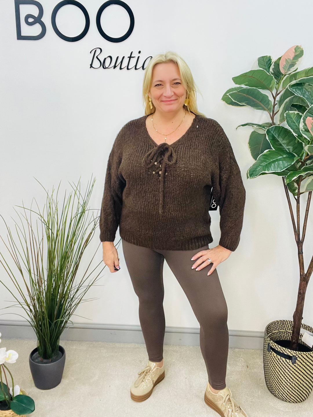 LADIES CHOCOLATE BROWN STRETCH ENERGY LEGGINGS