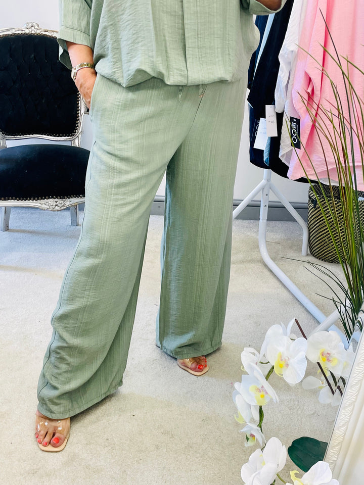 LADIES WOMENS WIDE LEG PALAZZO TROUSERS - BLACK, KHAKI, WHITE, PINK, BLUE & NAVY