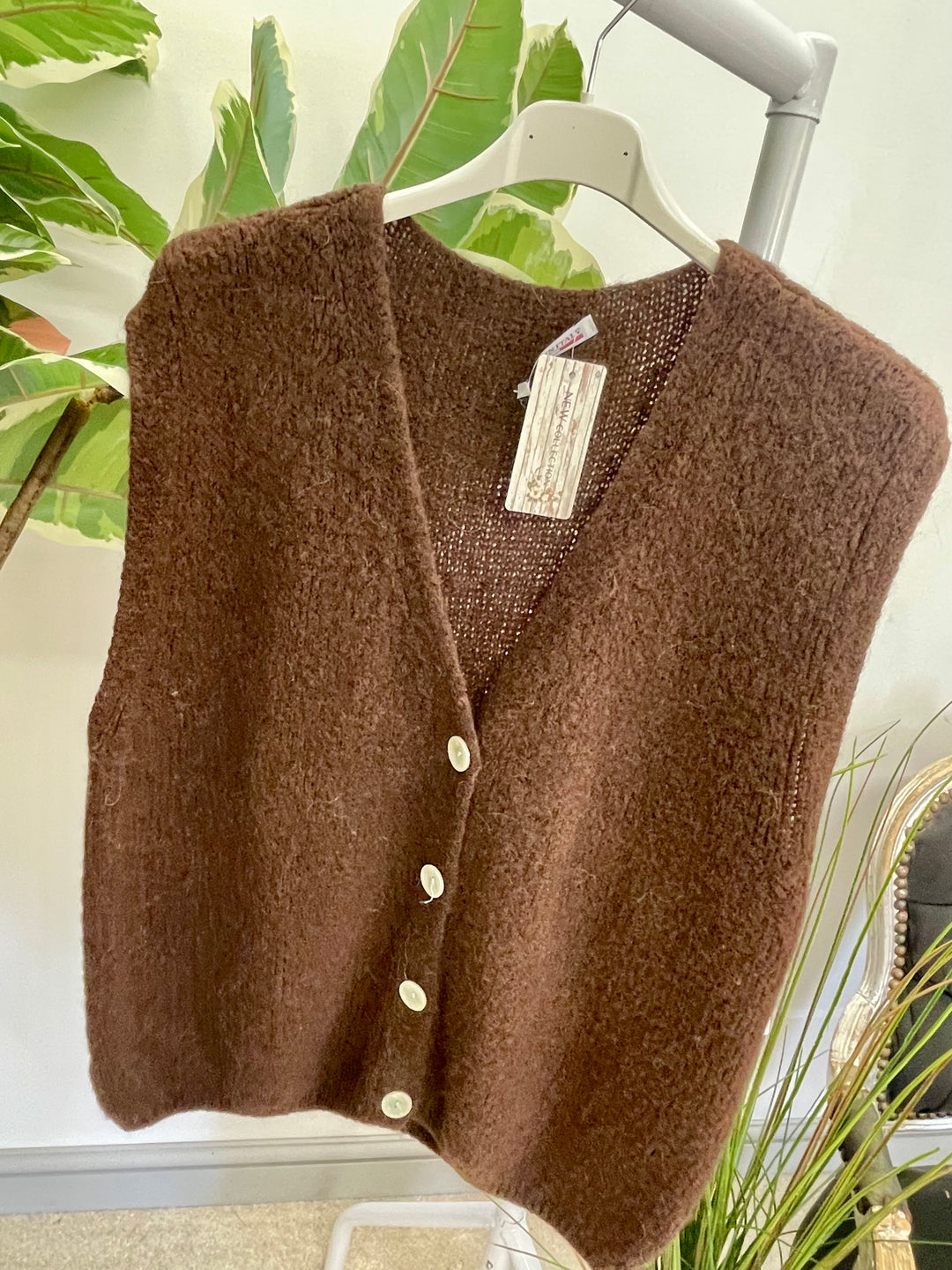 LADIES KNITTED WAISTCOAT - WHITE, BLUE, GREY, CAMEL & BROWN