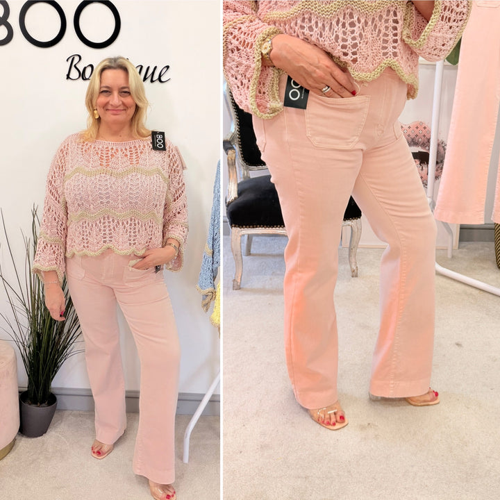 The ADDIE pink wide leg jeans - sizes 6 to 14