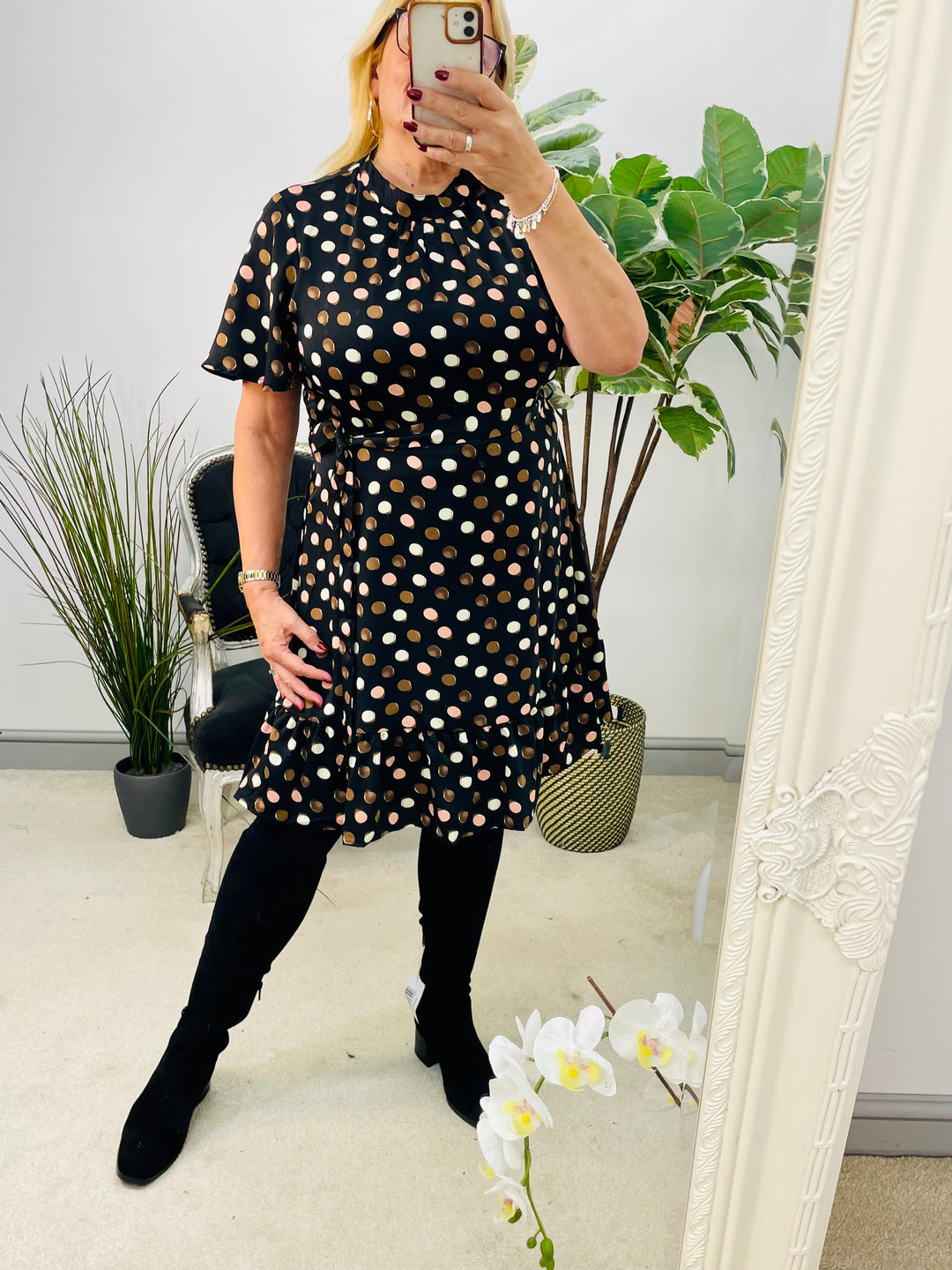 LADIES POLKA DOT MINI DRESS