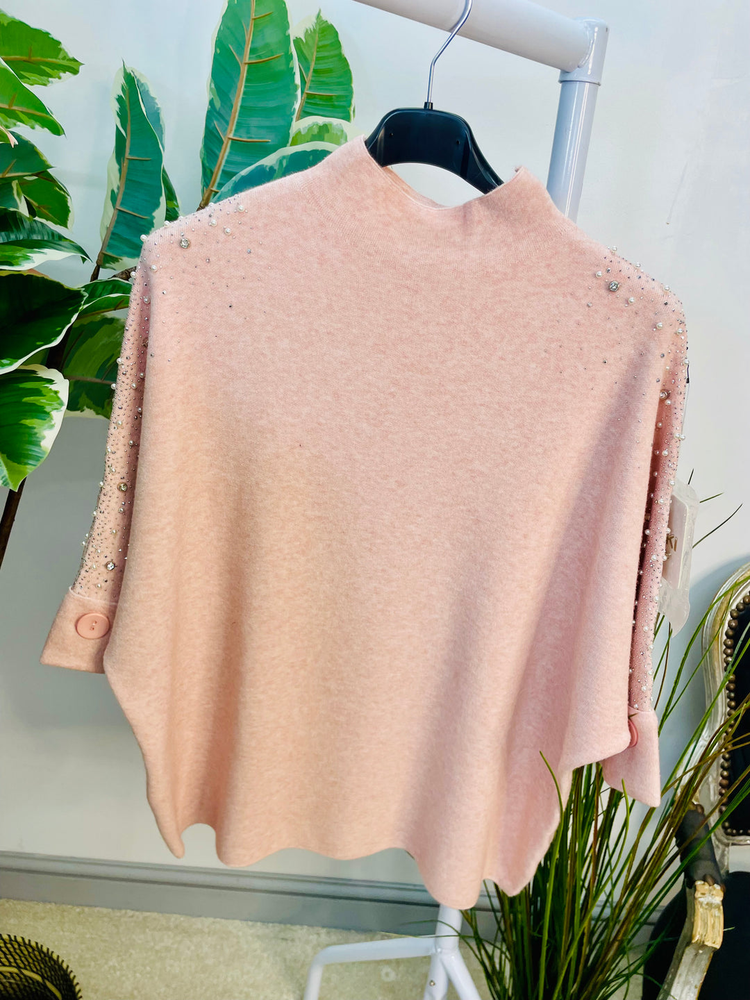 LADIES DIAMANTE SPARKLY JUMPER - FUSCHIA, PINK, BEIGE & BLACK