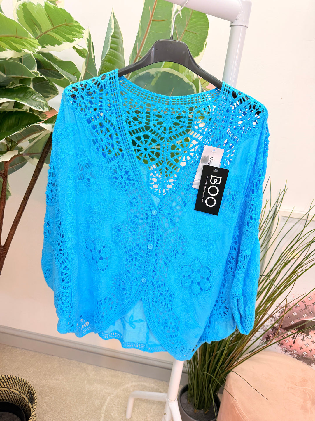 Ladies Fashion Crochet Bolero Top - white, beige, pink, lemon & turquoise