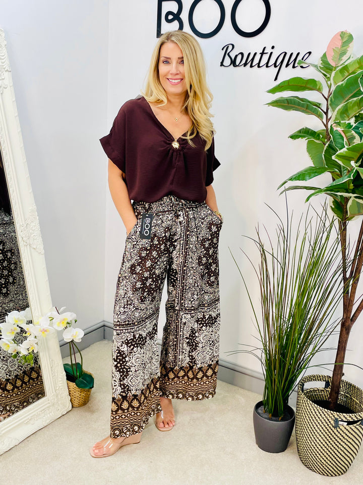 LADIES LOOSE FIT SUMMER TOP - BLACK, WHITE, BROWN, BURGUNDY, BEIGE, NAVY
