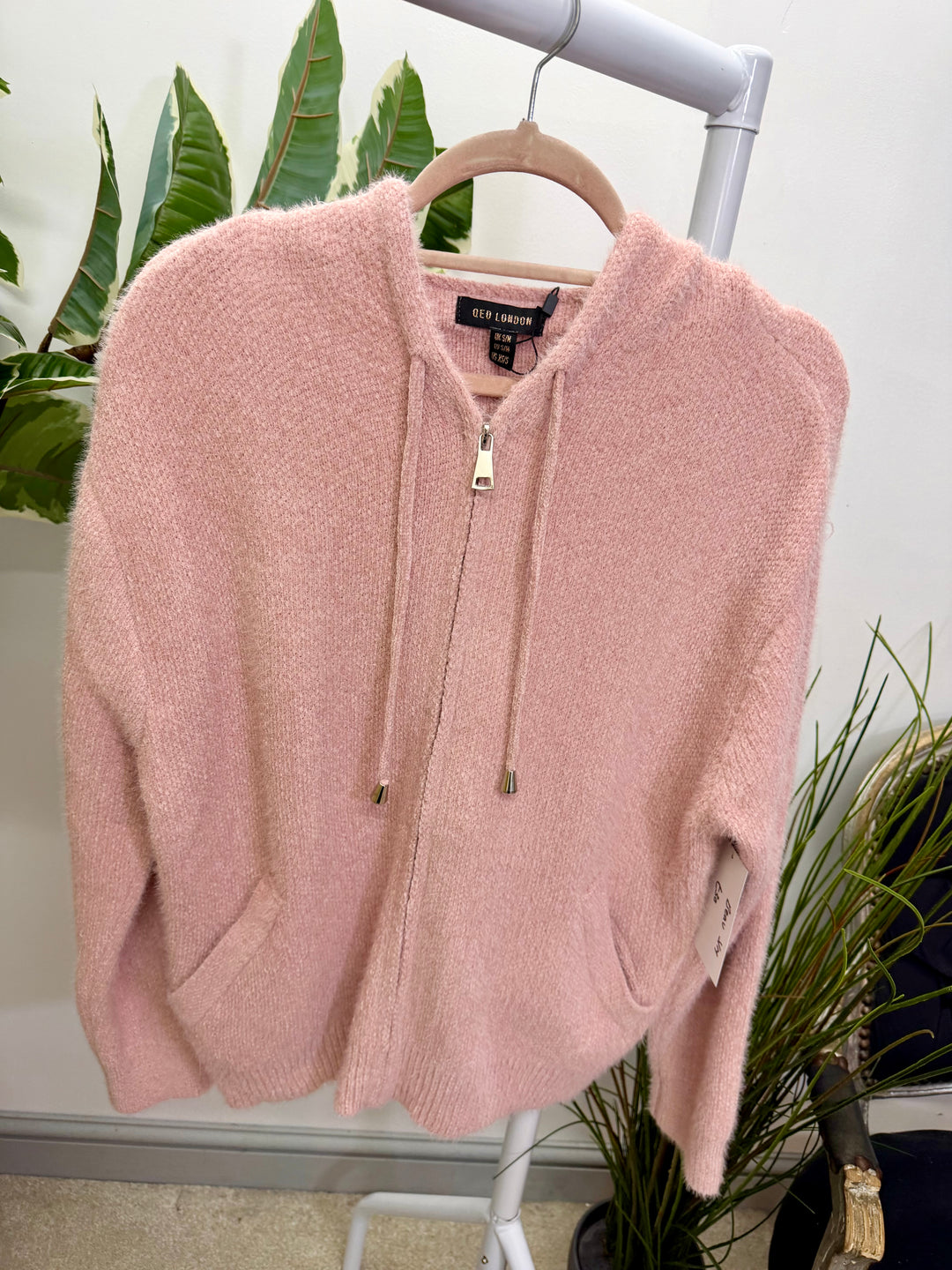 LADIES SOFT FLUFFY HOODY CARDIGAN - LEMON, AQUA, BROWN, PINK, WHITE