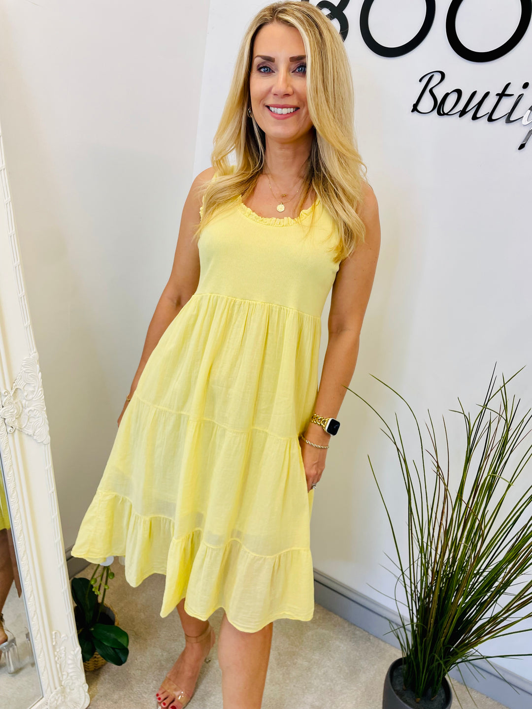 LADIES COTTON SUMMER EASY TO WEAR DRESS - YELLOW, FUSCHIA PINK, KHAKI, DARK BEIGE, BROWN, LIGHT BEIGE, WHITE, CORAL, WHITE, NAVY