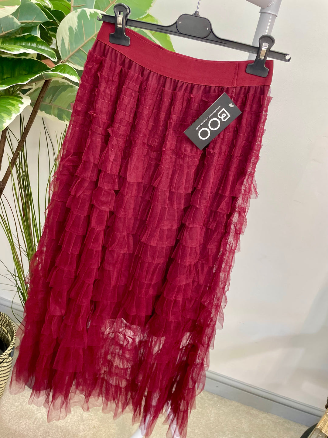 LADIES TULLE MAXI SKIRT - WINE, BROWN & BLACK