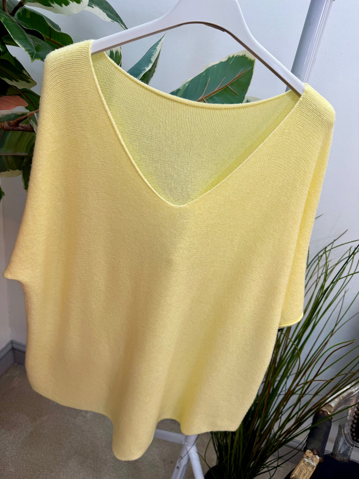 Ladies Short Sleeve Jumper - pink, white, mint, beige, black, coral, lemon
