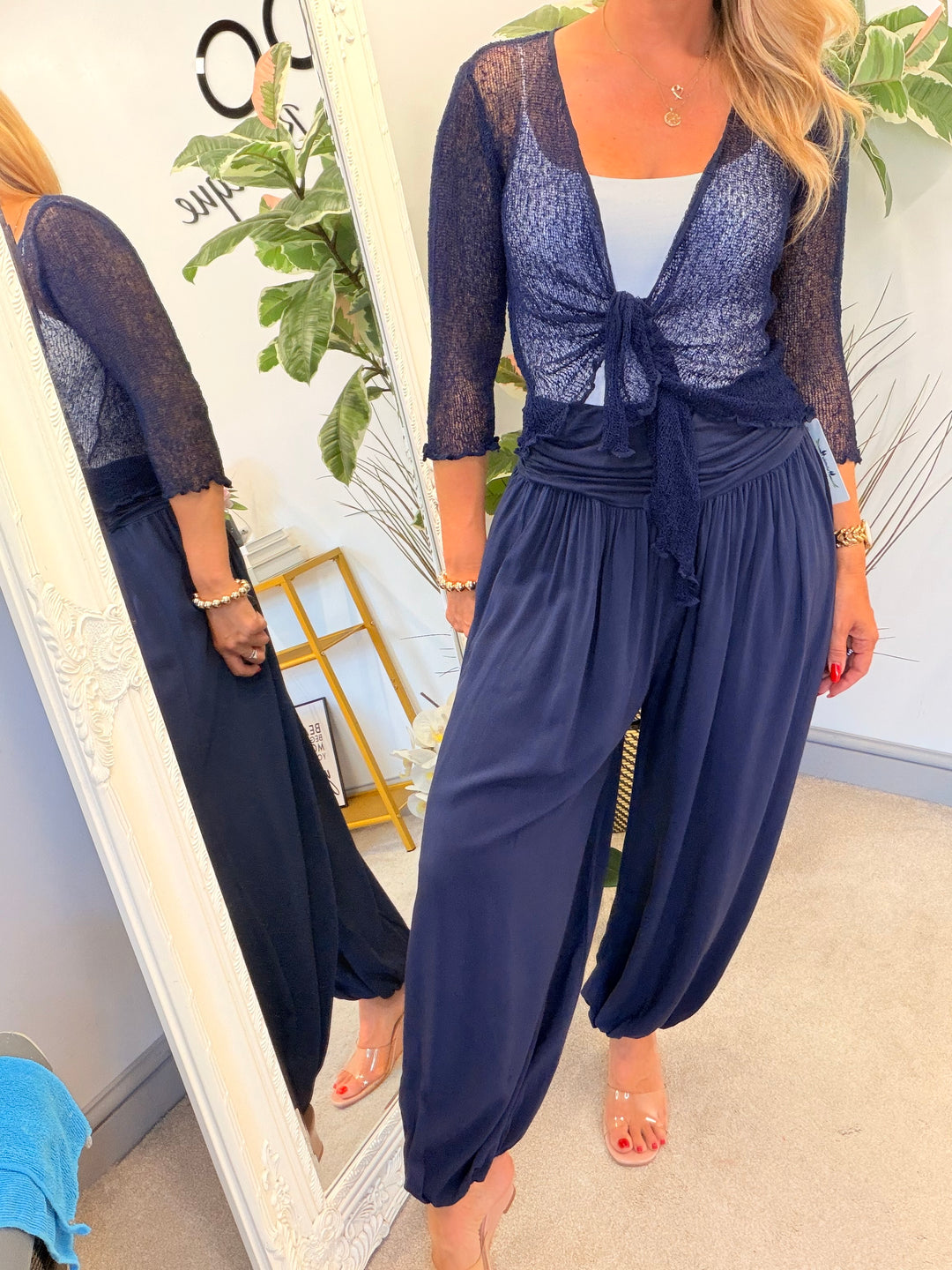 Ladies Harem Balloon Leg Summer Trousers - Black, Chocolate, Pink, Roya Blue & Navy