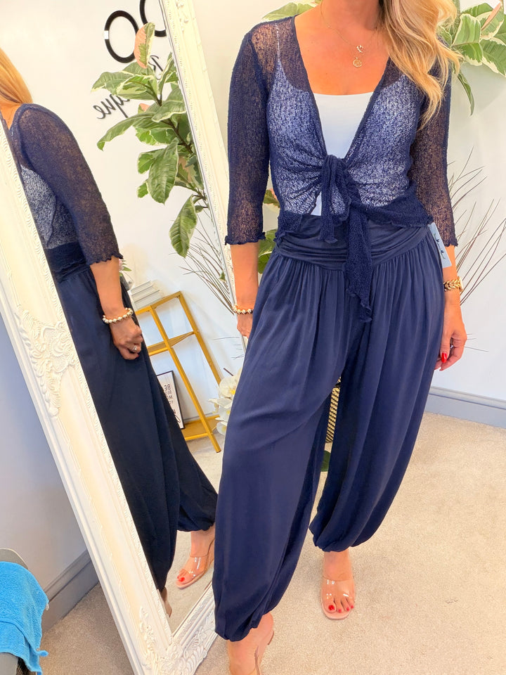 Ladies Harem Balloon Leg Summer Trousers - Black, Chocolate, Pink, Roya Blue & Navy