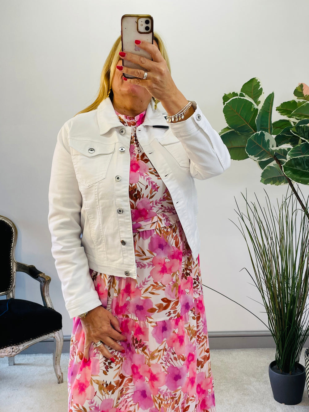 LADIES WOMENS WHITE DENIM SUMMER JACKET