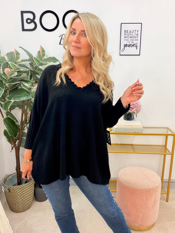 Ladies Fashion Oversize Slouch Jumper - Pink, Black, Beige & Brown