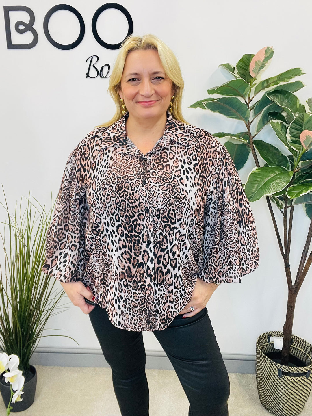 LADIES ANIMAL PRINT BLOUSE SHIRT