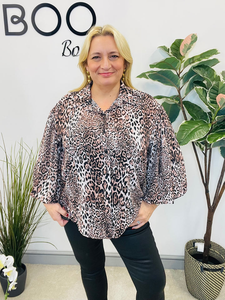 LADIES ANIMAL PRINT BLOUSE SHIRT