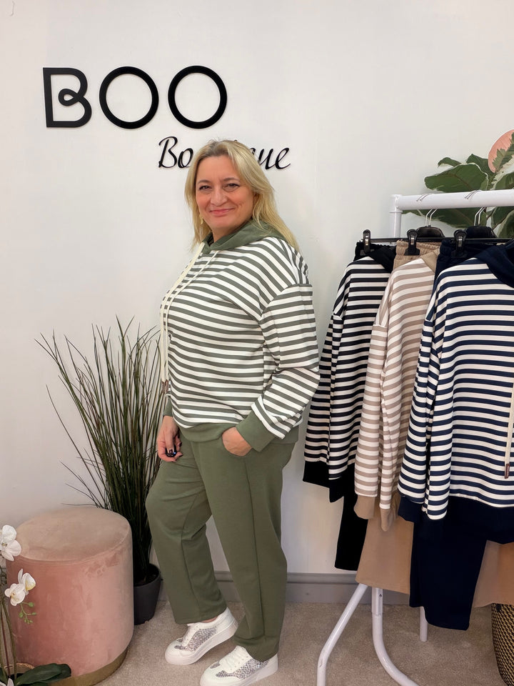 Ladies Fashion Straight Leg co ord set - khaki, navy, black & beige